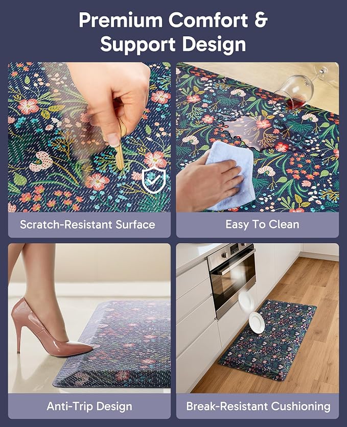 Ophanie Kitchen Mats for Floor, 3/4 inch Thick, 17x28 Anti Fatigue Cushioned Mat - Image 5