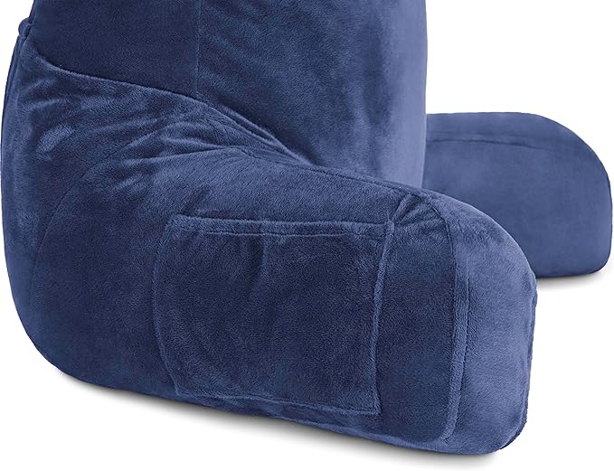 Husband Pillow Dark Blue, Original Reading Pillow in Bed Rest Chair, Shredded - Image 7
