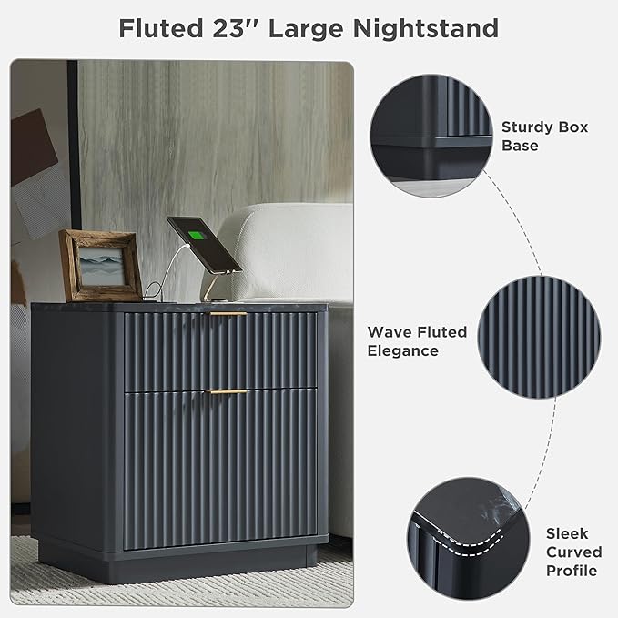 T4TREAM 23'' Fluted Nightstand Set of 2 - Image 6