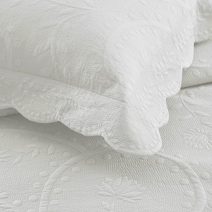 MarCielo 3-Piece 100% Cotton Oversized Bedspread Lightweight Quilt Coverlet - Image 3