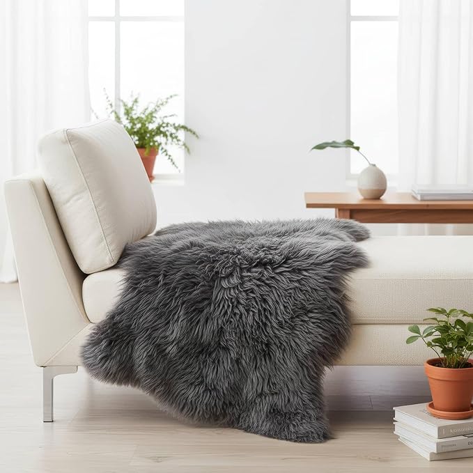 Super Area Rugs Dark Gray Sheepskin Rug - Image 3