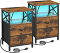 AMHANCIBLE Night Stand Set 2, LED Nightstand by AMHANCIBLE
