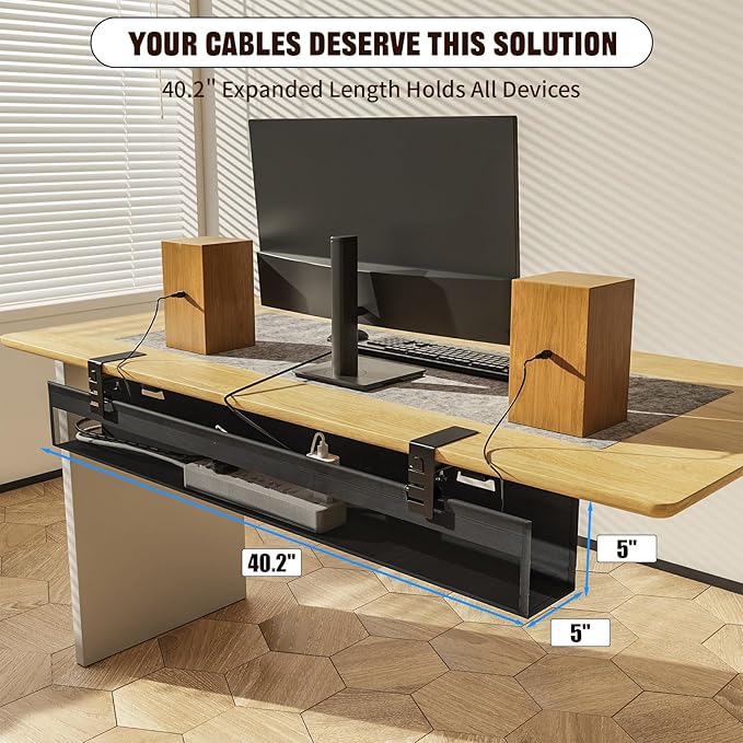 No Drill Under Desk Cable Management Tray, Nonkky Cable Management Under Desk - Image 2