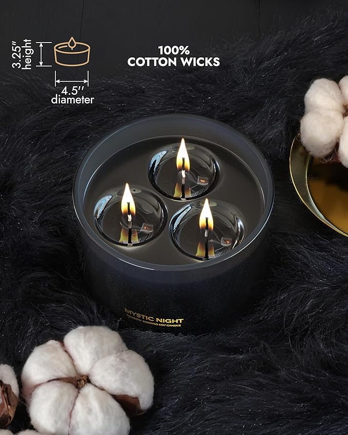 96NORTH Luxury Black Candle | Large 3-Wick Jar Candle | Up to 40 Hours Burning - Image 4