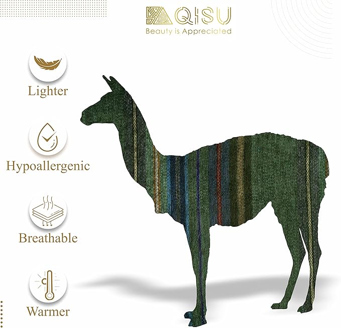 QISU Alpaca Wool Blanket Throw | Large, Variegated | 85 x 65 inches | Ultra-Soft - Image 8