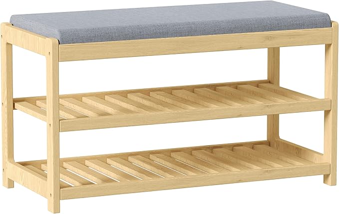 Shoe Bench Entryway, 100% Solid Solid Wood Shoe Rack Bench by Unknown