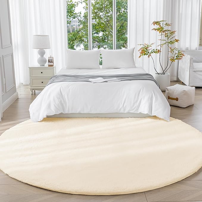 Amazon Basics Fluffy Washable Round Area Rug, Circle Shaggy Carpet - Image 2