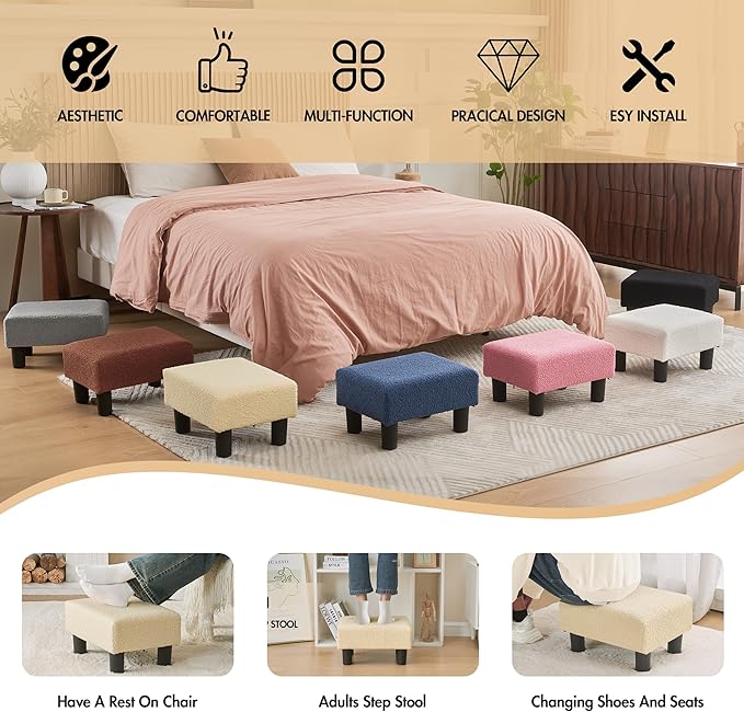 BRIAN & DANY Small Foot Stool Ottoman, Footstool - Image 3