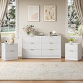 6 Drawer Dresser and Nightstand Set 3-Piece, 55” Wide Bedroom Dressers & Night by NOVAMAISON