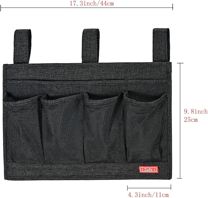 Zafit Linen Bedside Caddy, Bedside Storage Organizer - Image 3