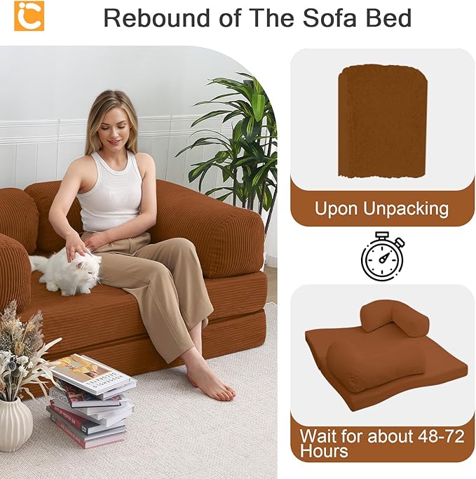 COMAX Futon Sofa Bed, 4-in-1 Floor Foldable Sofa Couch Bed Queen - Image 9