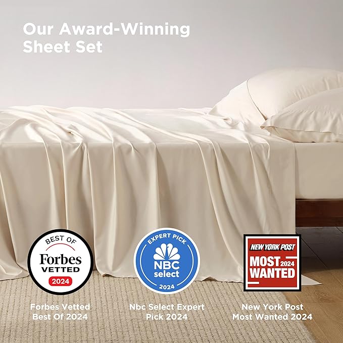 Bedsure California King Sheet Sets, Cooling Sheets, Rayon Derived from Bamboo - Image 2