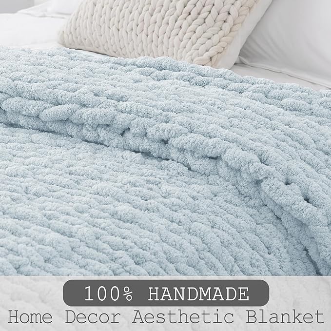 Chunky Knit Throw Blanket 60"X 80", 100% Handmade - Image 2