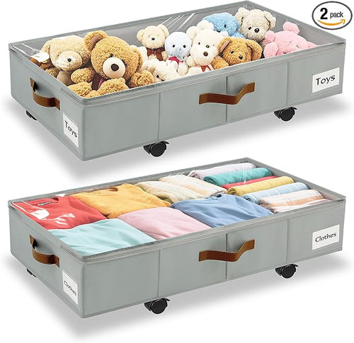 2 Pack Under Bed Storage with Wheels – 30.5×17×5.5 Inch, Underbed Storage with by Unknown