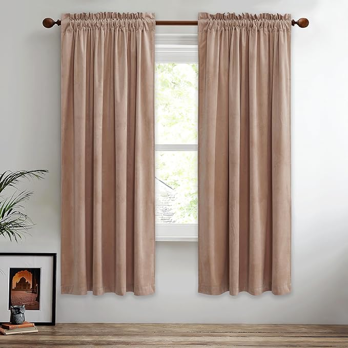 StangH Blush Beige Pink Curtains Bedroom Velvet Curtains 72 inches Home by StangH