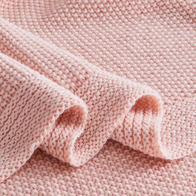 CozeCube Pink Throw Blanket for Couch, Soft Cozy Cable Knit Throw Blanket for - Image 9