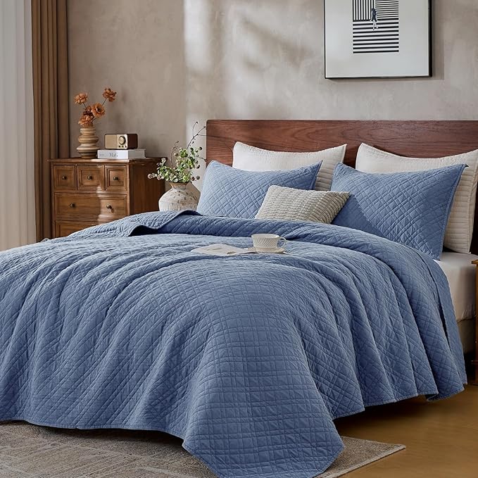 DOWN HOME Twin Quilt Set with Sham Lightweight Quilted Bedspread Coverlet Thin by DownHome-FashionBeddingCollection