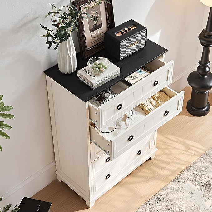Farmhouse 5 Drawer Dresser for Bedroom, Rustic Wood Dresser - Image 4