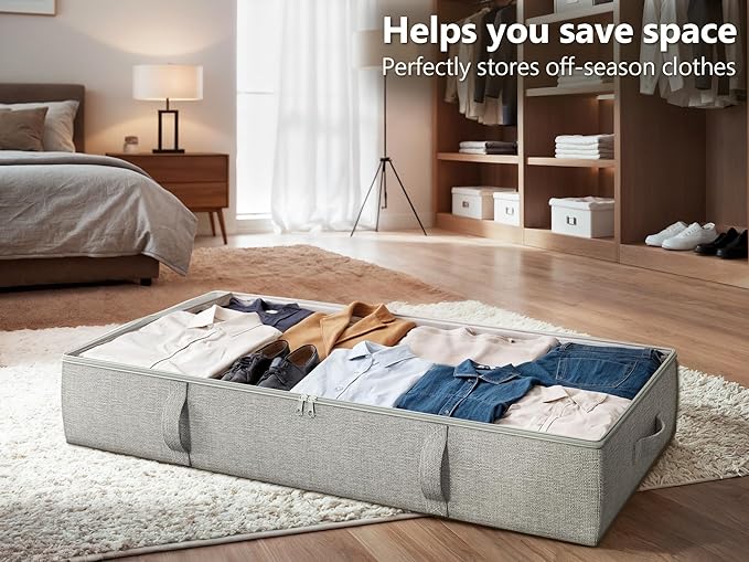 2-Pack Under Bed Storage Containers, 6 Inches Tall Underbed Clothes Storage - Image 4