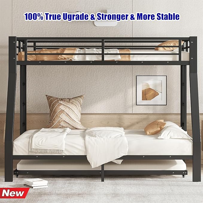 Upgraded & Stronger Heavy Duty Metal Twin Over Full Bunk Bed - Image 3