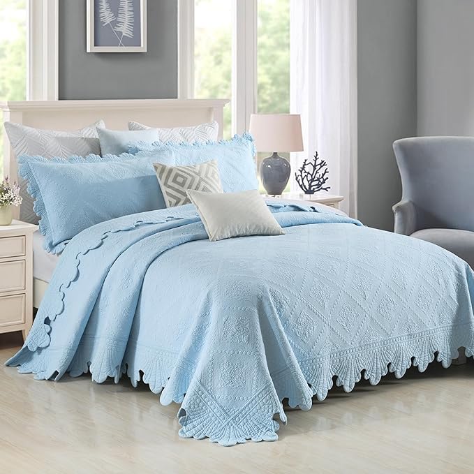 MarCielo 3-Piece 100% Cotton Oversized Bedspread Lightweight Quilt Coverlet - Image 6