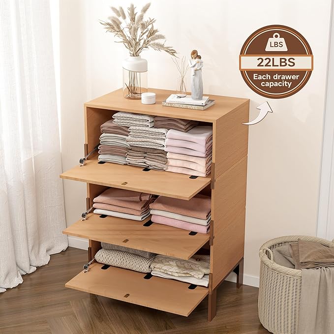 Stackable 3 Drawers Dresser, Customizable Chest of Drawers - Image 3
