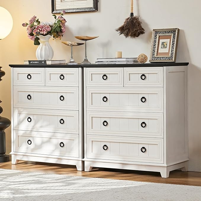 Farmhouse 5 Drawer Dresser for Bedroom, 33.2" Tall Small Dressers & Chest of - Image 3