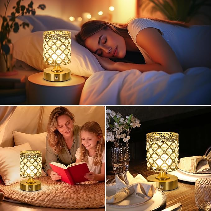 TOBUSA Gold Rechargeable Cordless Table Lamp, 6000mAh Crystal Battery Operated - Image 7