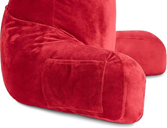 Husband Pillow Red, Original Reading Pillow in Bed Rest Chair, Shredded Memory - Image 8