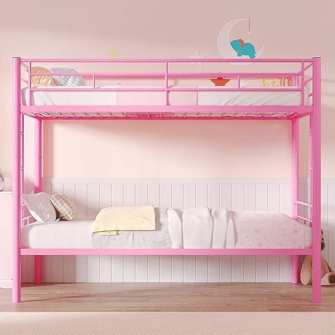 VECELO Bunk Bed Twin Over Twin, Metal Bunkbeds - Image 6