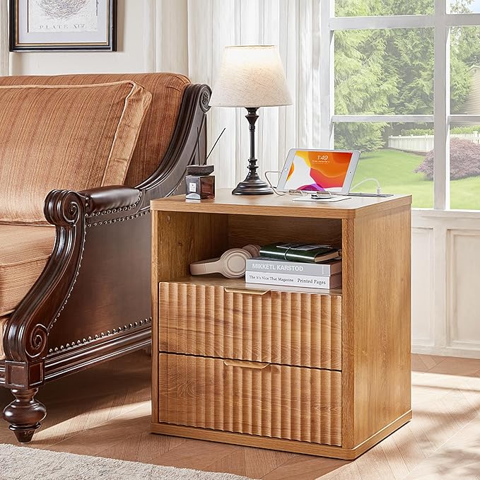 LEYAOYAO Fluted Farmhouse Nightstand Set of 2 - Image 6