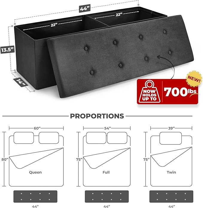 Sorbus Storage Ottoman Bench – for Living Room, End of Bed, Bedroom Bench 43 in - Image 3