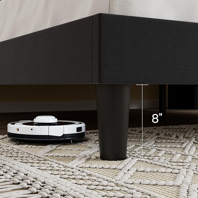 SHA CERLIN King Size Velvet Upholstered Platform Bed Frame - Image 8