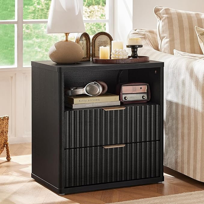 LEYAOYAO 48" Wide Fluted Dresser and 2 Drawers 23" Nightstand Set of 2 - Image 4