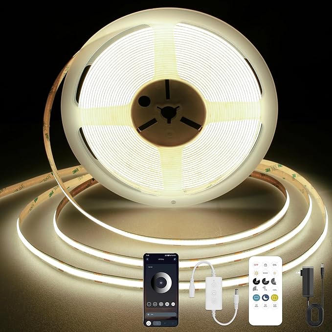 COB LED Strip Light 4000K, 24ft Dimmable Natural White LED Strip Light by AUZIWECOBLEDStripLights