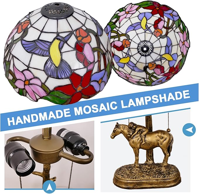 2 Lights Tiffany Table Lamp Stained Glass Table Lamp Victorian Bedside Lamp - Image 5
