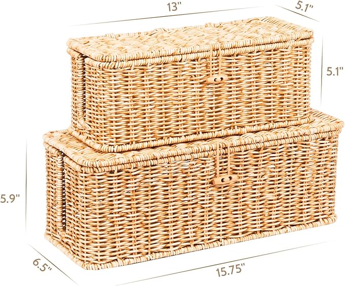 BROWNLILY Cable Management Box, Rattan Style Cord Organizer - Image 3