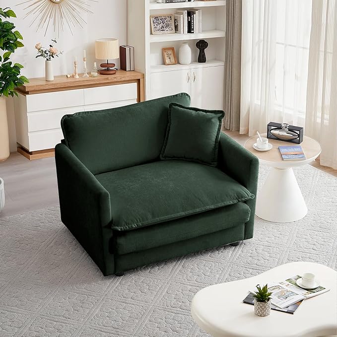mikibama 41.4" W Single Seat Sofa, Chenille Comfy Deep Upholstered Couch by Mikibama