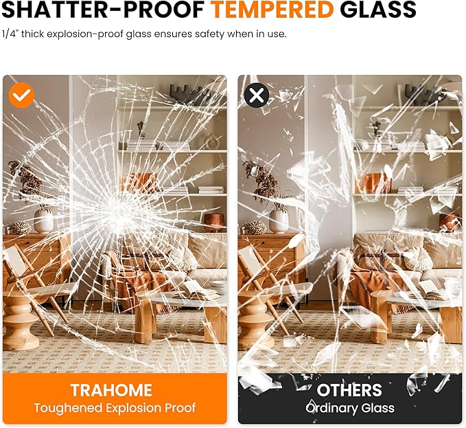 Bathroom Vanity Mirror for Wall, HD Shatterproof Glass, Hangs Horizontally or - Image 5