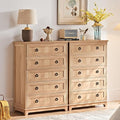 Farmhouse 5 Drawer Dresser for Bedroom Set of 2, Rustic Wood Dresser by Joaxswe