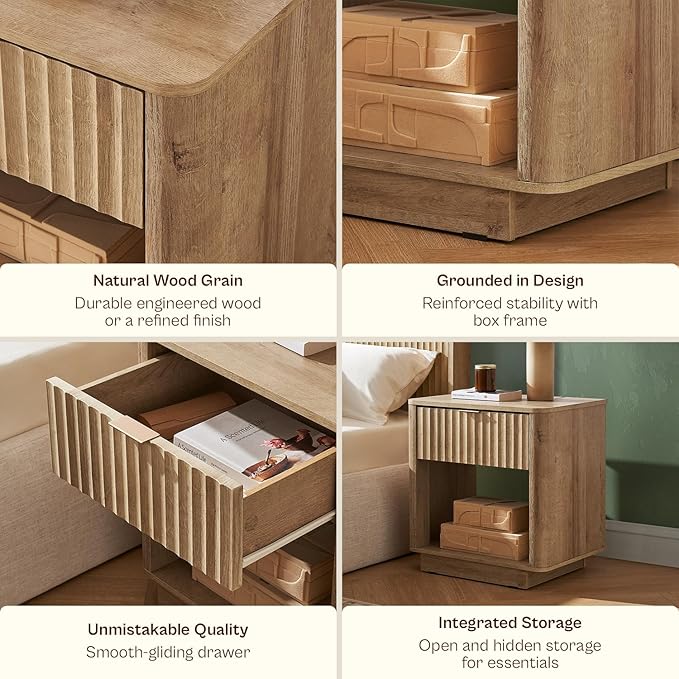 mopio Brooklyn Fluted Nightstand, Modern Farmhouse Nightstand, Small Side - Image 5