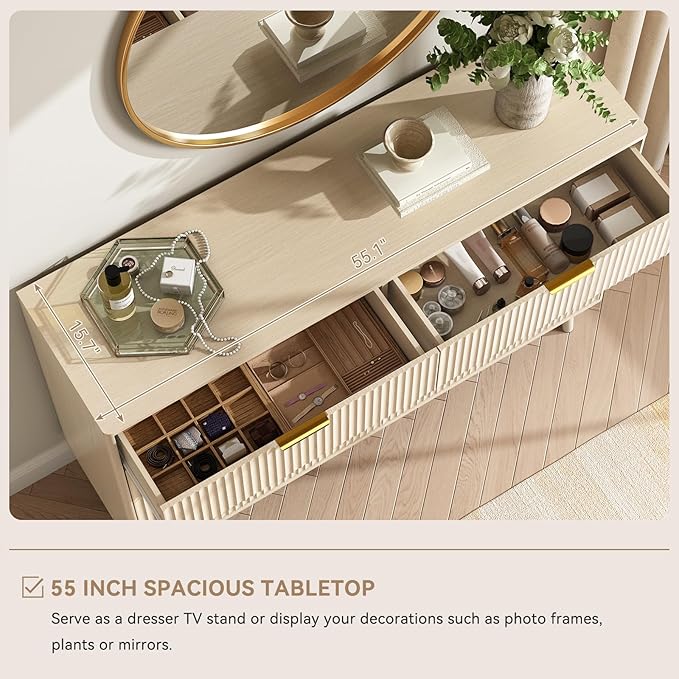 CARPETNAL Fluted 8 Drawer Dresser - Image 7