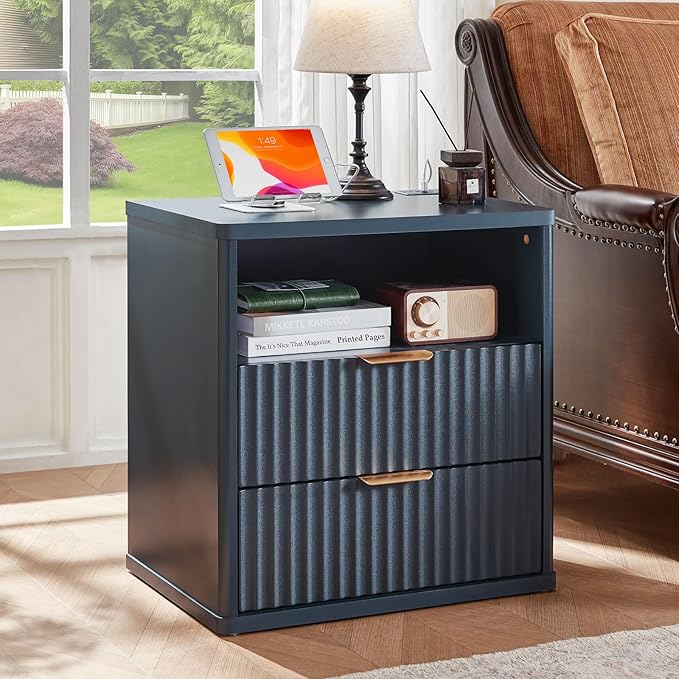 LEYAOYAO 48" Wide Fluted Dresser and 2 Drawers 23" Nightstand Set of 2 - Image 2
