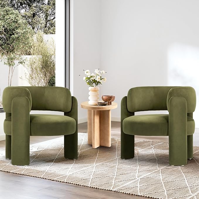 COLAMY Modern Velvet Accent Chair, Upholstered Barrel Chair, Comfy Side Arm - Image 7