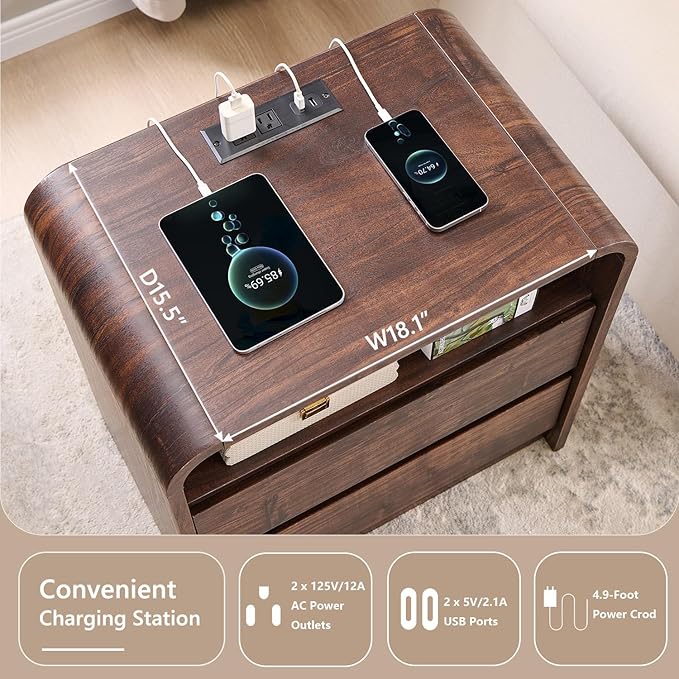 25" Tall Modern Nightstand - Image 3