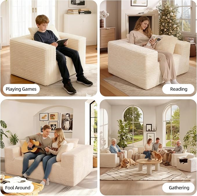 Boneless Cloud Couch Sofa, 2 Seater Deep Seat Modern Lounge Sleeper Couch - Image 8
