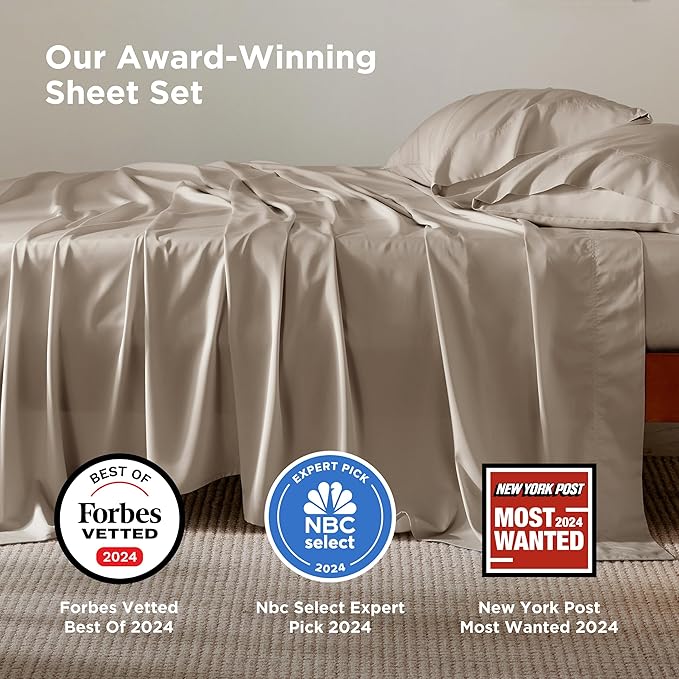 Bedsure California King Sheet Sets, Cooling Sheets, Rayon Derived from Bamboo - Image 2