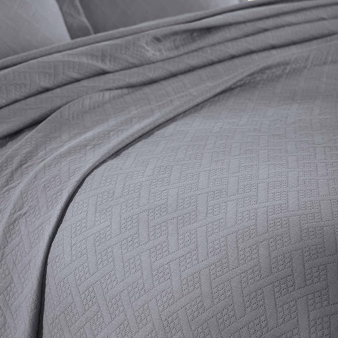Superior 2 Piece Basketweave Cotton Bedspread Set, Home Bed Decor, Decorative - Image 3