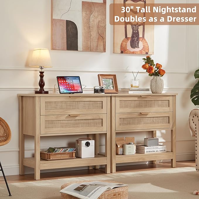 LEYAOYAO 31.5" Wide Rattan Night Stand - Image 5
