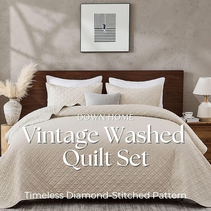 Queen Quilt Set with Shams Lightweight Quilted Bedspread Coverlet Thin - Image 2